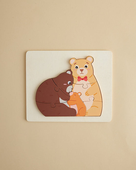 ChippiPlay High-quality Wooden Family Puzzle - Bear