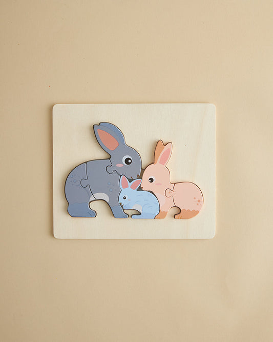 ChippiPlay High-quality Wooden Family Puzzle - Rabbit