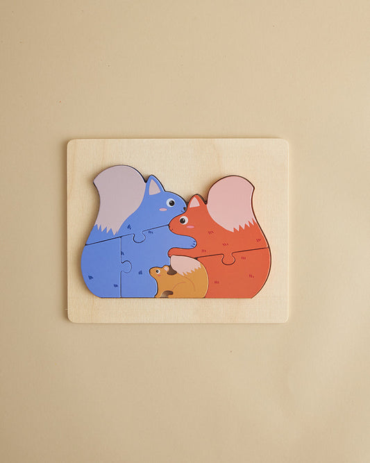 ChippiPlay High-quality Wooden Family Puzzle - Fox