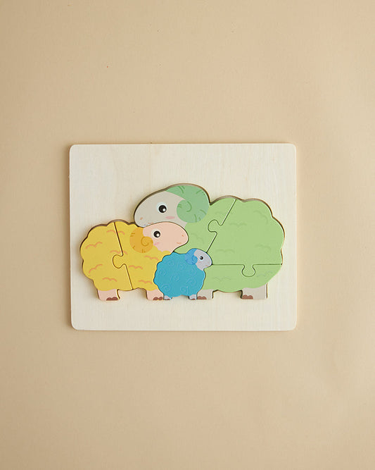 ChippiPlay High-quality Wooden Family Puzzle - Sheep