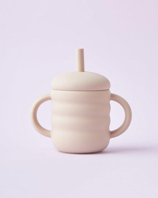 CHIPPI&CO Silicone Training Cup with Straw - Beige