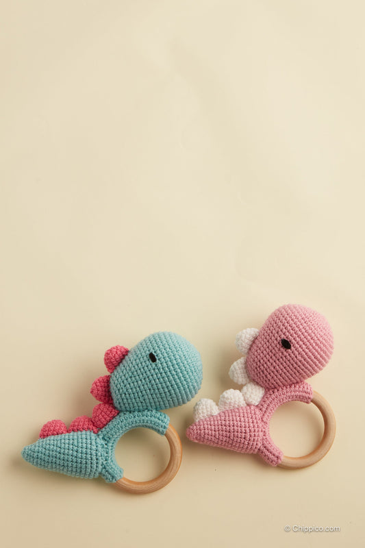 Didi the Pink Dinosaur Baby Rattle Ring