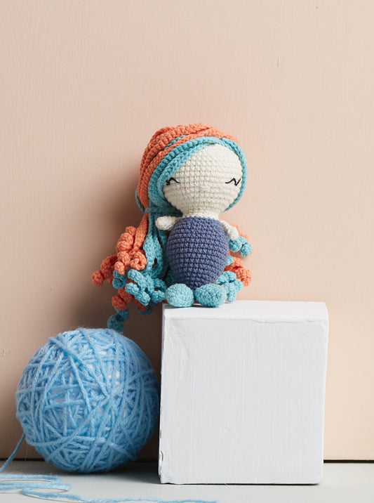 Blue Mermaid Crochet Stuffed Doll